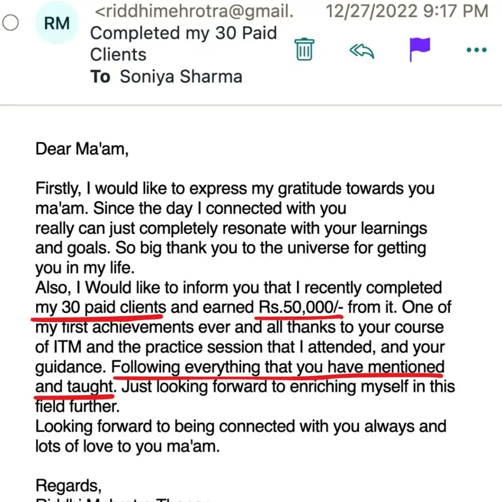 Student testimonial from Ridhi