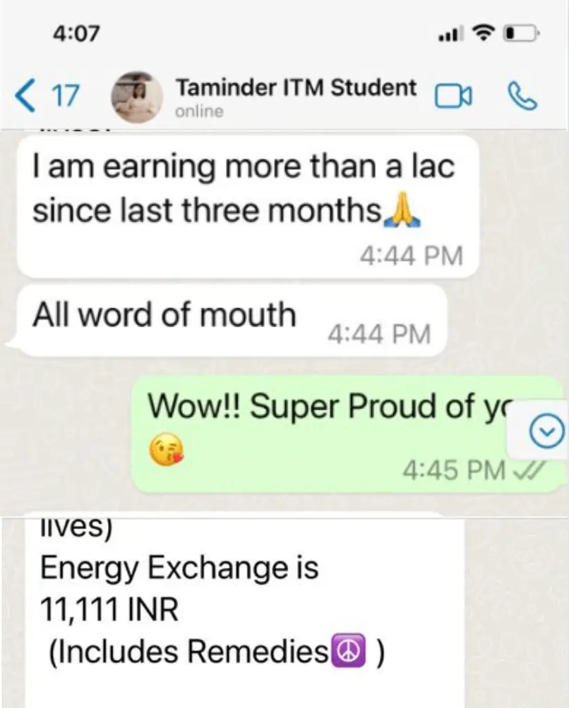 Student testimonial screenshot
